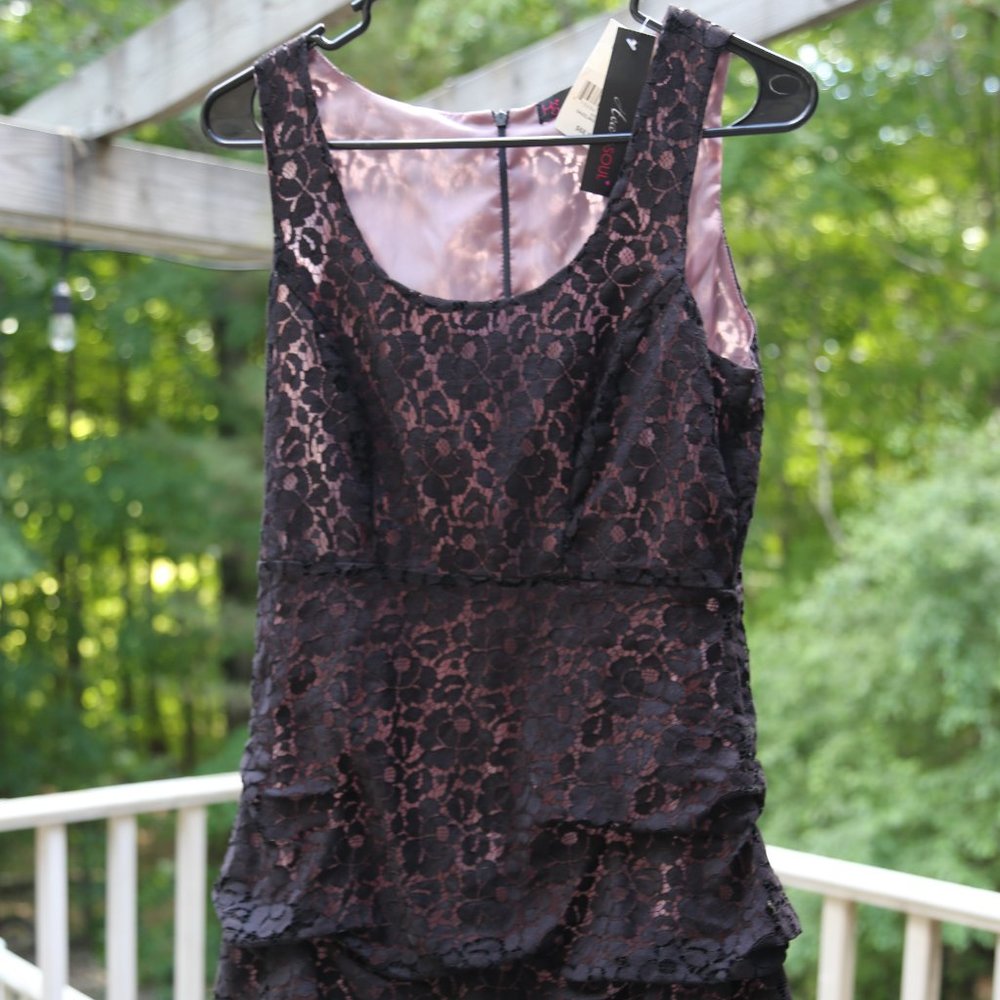NEW WITH TAGS Heart Soul Black + Pastel Purple-Pink Lace Dress